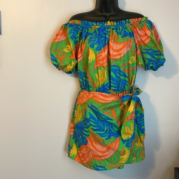 Flying Tomato ALL THE CHEER WOVEN ROMPER in Green size L Faux Wrap Skirt - Picture 2 of 16